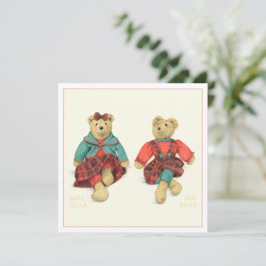 MENEER & MEVROUW BEER 5,25 vierkante platte kaart (Staand voorkant)