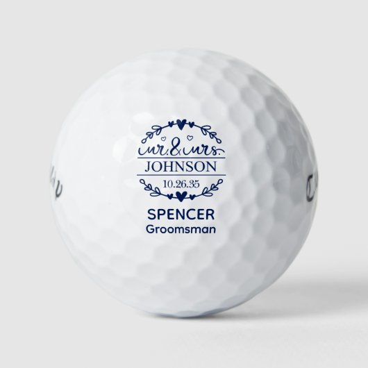 Meneer & Mevrouw Bruidsjonker Golfballen (Voorkant)