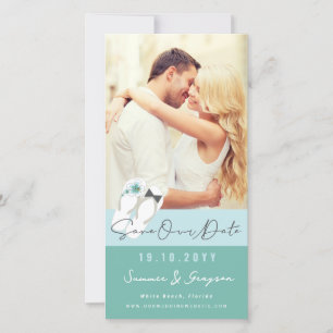 Meneer & Mevrouw Flip Flops Hibiscus Strand Huweli Save The Date