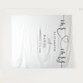 Meneer Mevrouw Hart Script Trouwfoto Booth Achterg Wandkleed (Voorkant (horizontaal))