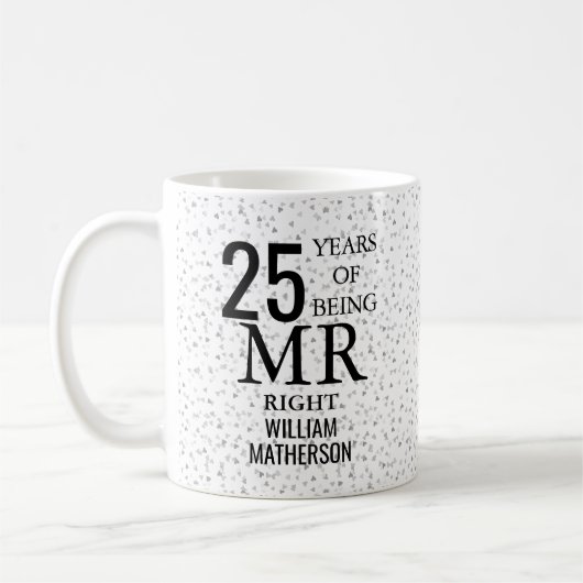 Meneer Mevrouw Juist Leuk 25-jarig Jubileum Zilver Koffiemok (Links)