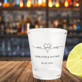 Meneer mevrouw pasgetrouwd huwelijksfeest shot glas