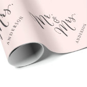 Meneer & Mevrouw Script Calligrafie Aangepaste Naa Cadeaupapier (Rol Hoek)