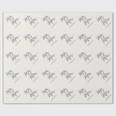 Meneer & Mevrouw Script Calligrafie Uw Naam B&W Tr Cadeaupapier (Vlak)