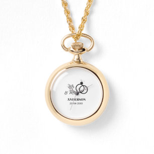 Meneer & Mevrouw voeg familienaam datum jaar huwel Horloge