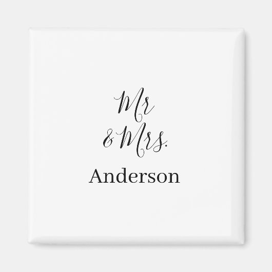 Meneer & Mevrouw voeg familienaam datum jaar huwel Magneet (Voorkant)