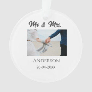 Meneer & Mevrouw voeg familienaam datum jaar huwel Ornament