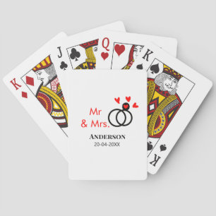 Meneer & Mevrouw voeg familienaam datum jaar huwel Pokerkaarten