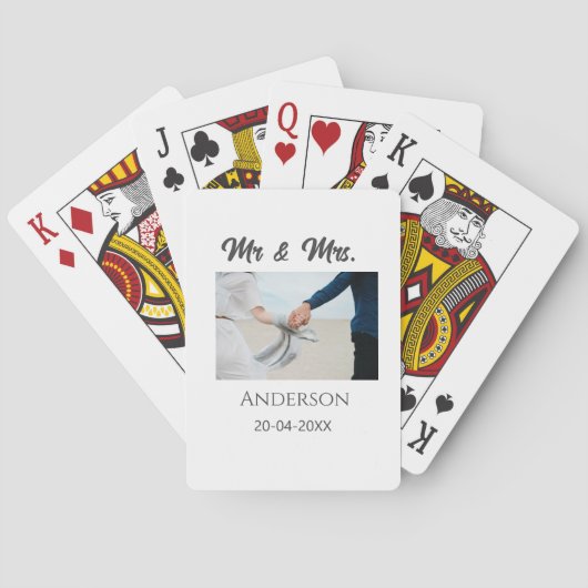 Meneer & Mevrouw voeg familienaam datum jaar huwel Pokerkaarten (Achterkant)