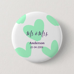 Meneer & Mevrouw voeg familienaam datum jaar huwel Ronde Button 5,7 Cm