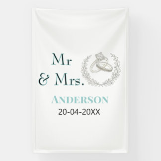 Meneer & Mevrouw voeg familienaam datum jaar huwel Spandoek