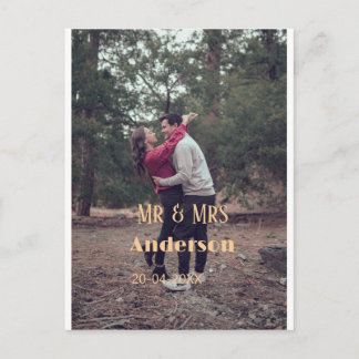 Meneer & Mevrouw voeg familienaam foto datum bruil Briefkaart