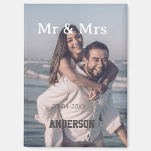 Meneer & Mevrouw voeg familienaam foto datum bruil Magneet