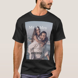 Meneer & Mevrouw voeg familienaam foto datum bruil T-shirt