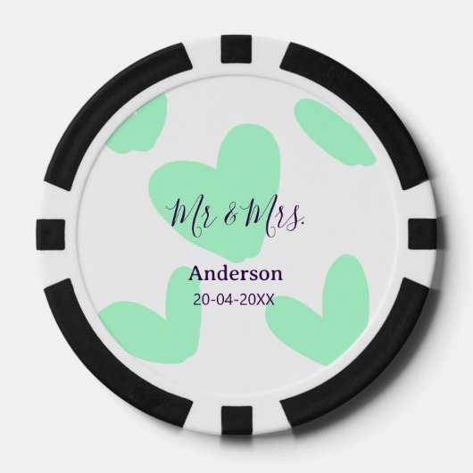 Meneer & Mevrouw voeg familienaam toe datum jaar h Poker Chips (Voorkant)