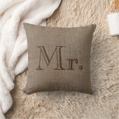 Meneer Mr. Burlap-look rustieke bruiloft Keepsake  Kussen (Deken)