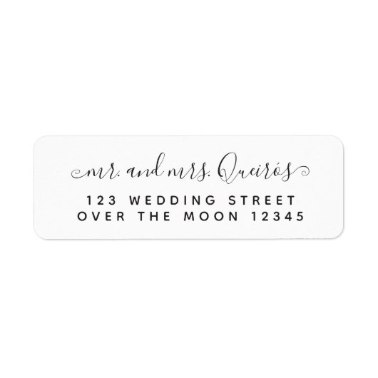 Meneer Mrs Custom Bruiloft Kalligrafie Modern Font Etiket (Voorkant)