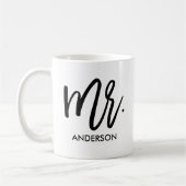 Meneer Naam met Modern Script Gepersonaliseerd Koffiemok (Links)