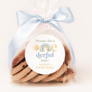 Meneer Onederful Rainbow Boys 1e verjaardag Dank u Ronde Sticker