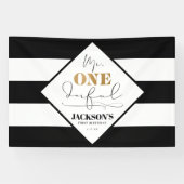Meneer Onederful zwart-wit gestreepte banner (Horizontaal)