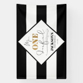 Meneer Onederful zwart-wit gestreepte banner (Verticaal)