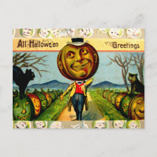 Meneer Pompoen (Oude Halloweenkaart) Briefkaart