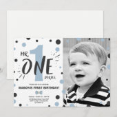 Meneer prachtige verjaardagsuitnodiging Jongen Zwa Kaart (Voorkant / Achterkant)