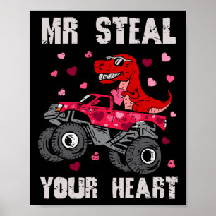 Meneer Steel Je Hart Dinosaur Monster Truck T Rex  Poster
