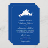Menemsha Martha's Vineyard Elegant Map Wedding Kaart (Voorkant / Achterkant)