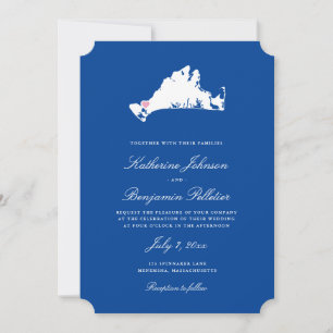 Menemsha Martha's Vineyard Elegant Map Wedding Kaart