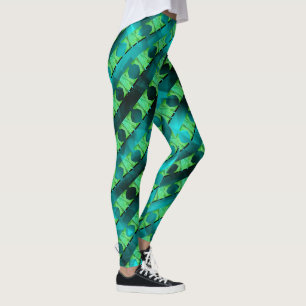 Meng de geometrische verhouding, strepen groen, zw leggings