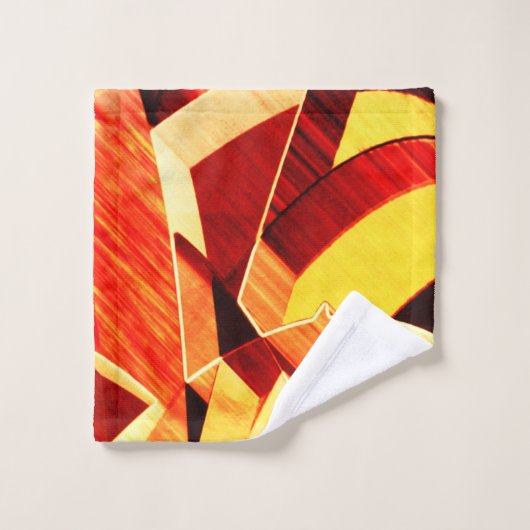 Mengeling van geel met donkerrood, sterk gestreekt bad handdoek (Wasdoekje)