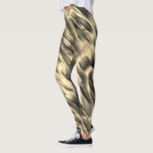 Mengeling van ondoorzichtig en chroombeige golvend leggings