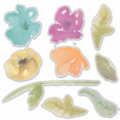 Mengeling van waterverf gekleurde bloemen sticker (Voorkant)