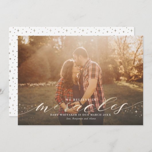 Mengles Faux Gold Foil Zwangerschap Aankondiging (Voorkant / Achterkant)