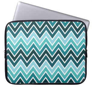 Mengsel Blauwgroen Chevron Stripe 15-inch laptopho Laptop Sleeve