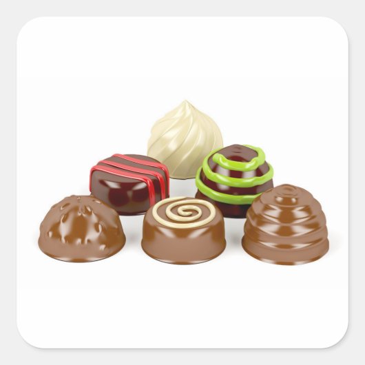 Mengsel van chocolade-snoepjes vierkante sticker (Voorkant)