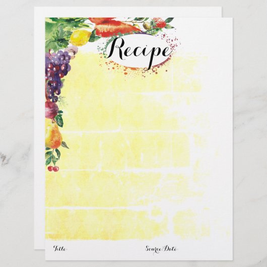 Mengsel van voedingsrecept voor groenten en fruit (Voorkant / Achterkant)