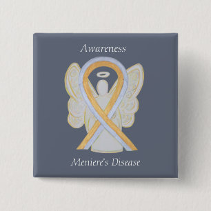 Meniere's Disease Awareness Ribbon Angel Pin Vierkante Button 5,1 Cm