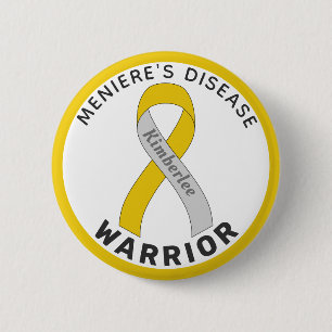 Meniere's Disease Warrior Ribbon White Button