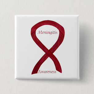 Meningitis Awareness Ribbon Custom Art Pins Vierkante Button 5,1 Cm