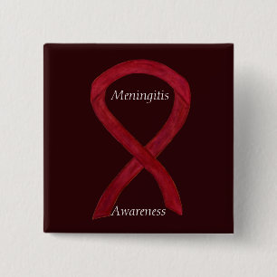 Meningitis Awareness Ribbon Custom Art Pins Vierkante Button 5,1 Cm