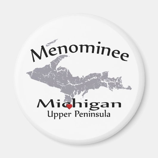Menominee Michigan Heart Map Design Magnet (Devant)