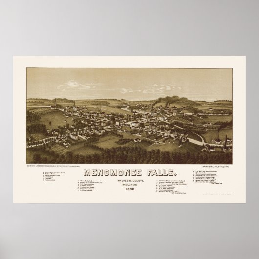 Menomonee Herfsten, WI Panorama - 1886 Poster (Voorkant)