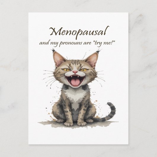 Menopause Humor Stressed Angry Cat Briefkaart (Voorkant)