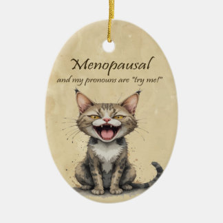 Menopause Humor Stressed Angry Cat Keramisch Ornament