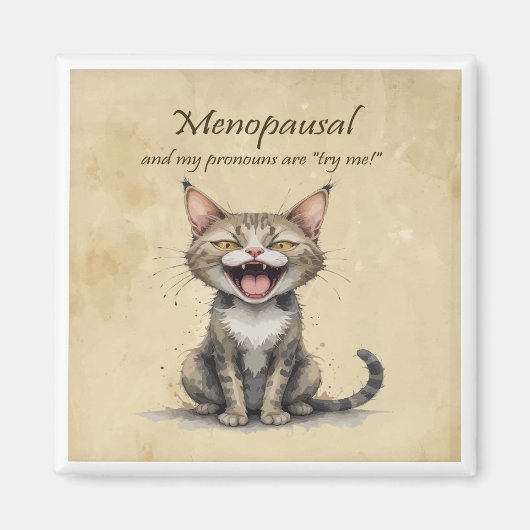 Menopause Humor Stressed Angry Cat Magneet (Voorkant)