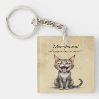 Menopause Humor Stressed Angry Cat Sleutelhanger