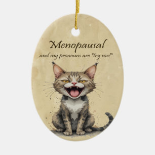 Menopauze Humor Gestresseerde Boze Kat Keramisch Ornament