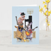 Menorah Animal Bands-Rabbits Chanoeka Kaart (Gele Bloem)